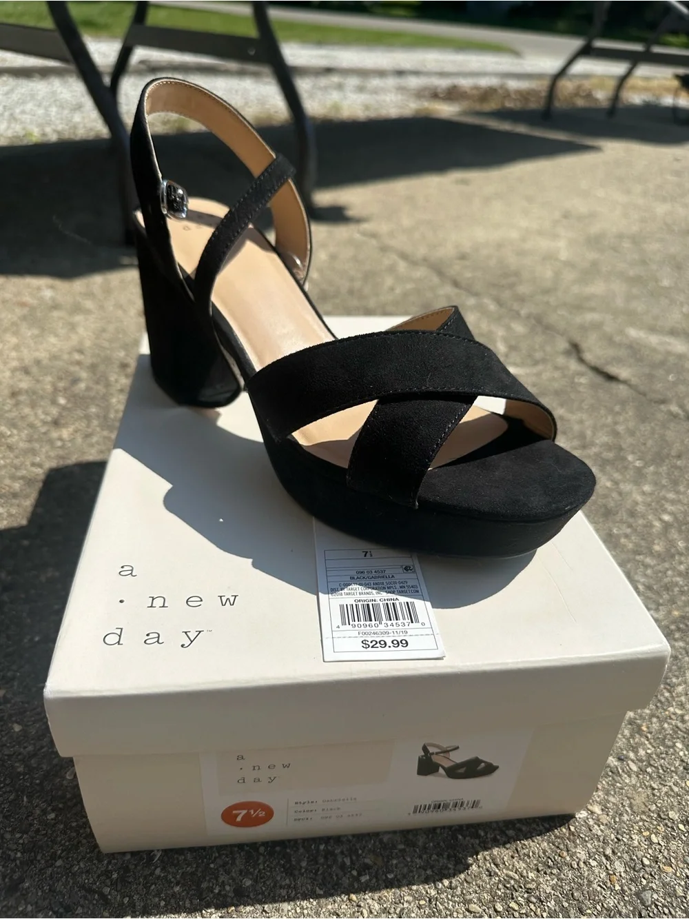 a new day black suede